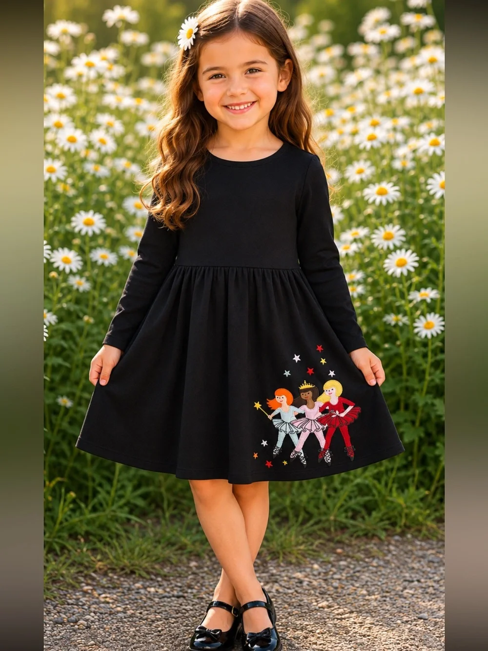 Hanna Andersson Ballet Dancers Dress Ballerina Pockets Girl's Size 6-7 Black